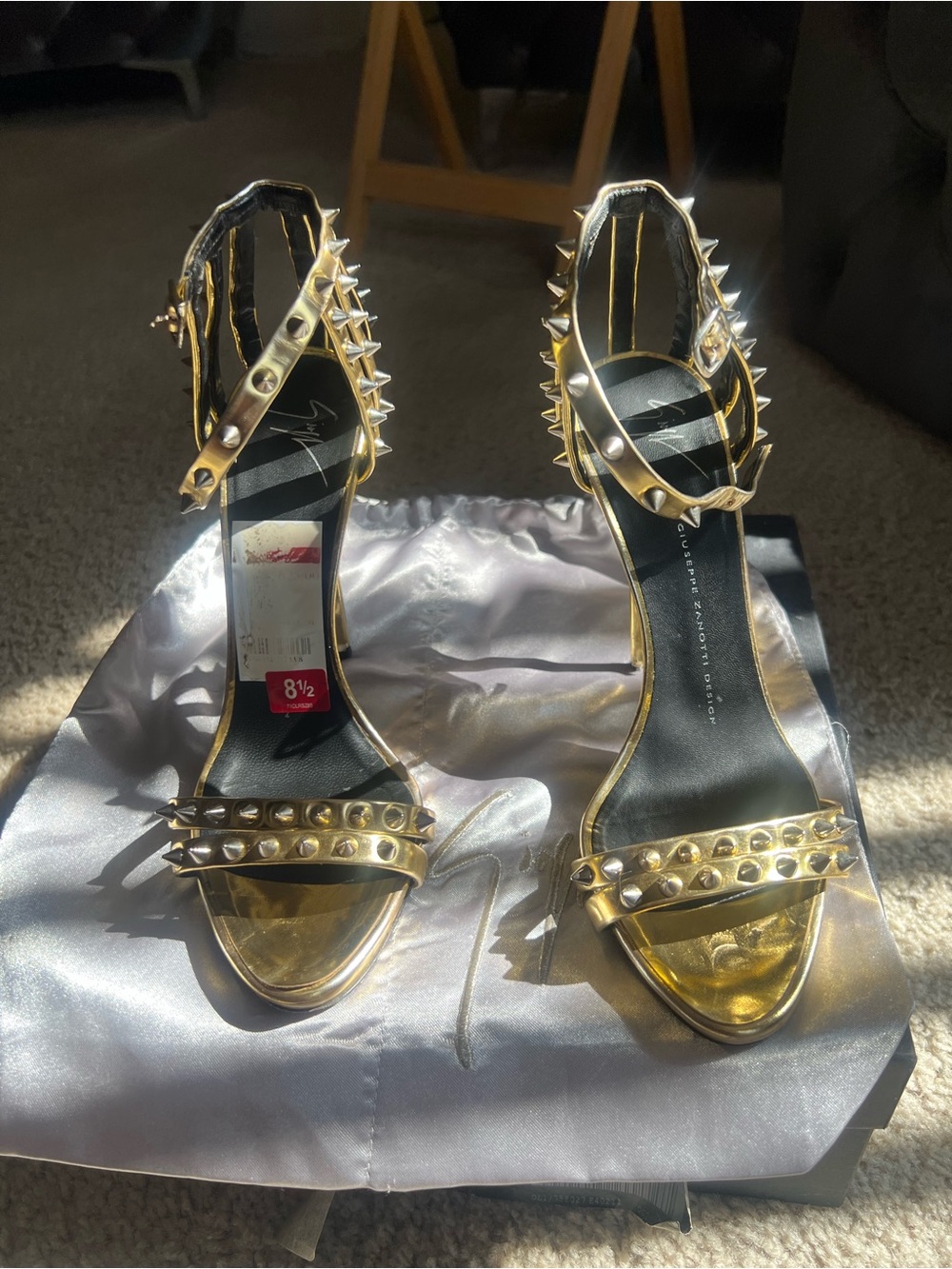 Giuseppe Gold Studded High Heels